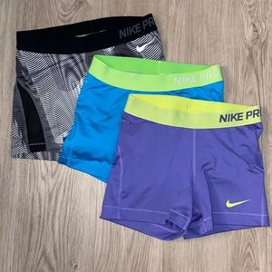 Nike Pro Dry Fit Shorts 3” - Lot of 3, size medium